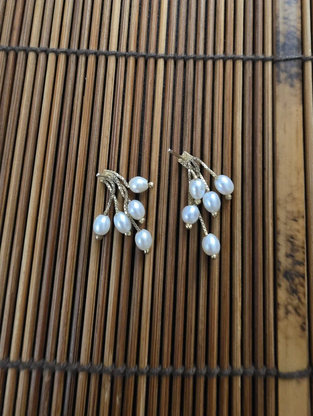14k Pearl Yellow Gold Dangle Earrings (Vintage)